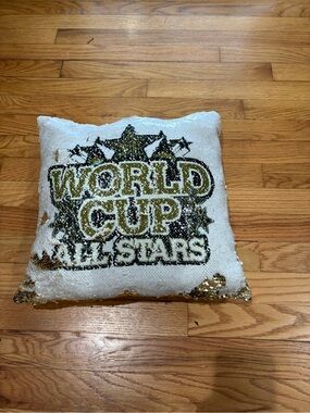 World Cup All Stars Reversible Sequin Pillow - White & Gold